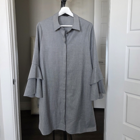 Alice + Olivia Gray Button Up Shirt Dress Size L - Picture 1 of 8